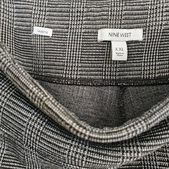 Nine West Pants Size XXL Black White Plaid Pull On Elastic Waist Leggings - Picture 4 of 7